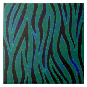 Carreau Zebra Stripes en Safari noir et vert Imprimer