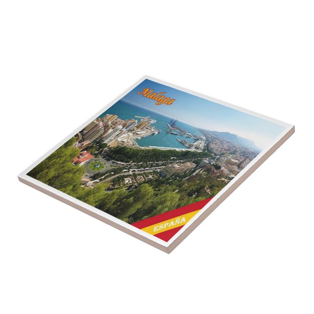 Carreau zES032 panorama de MALAGA, Espagne, Europe, (Côté)