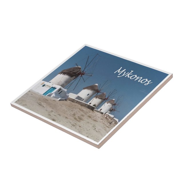 Carreau zGR109 MYKONOS, Windmills, Grèce, (Côté)