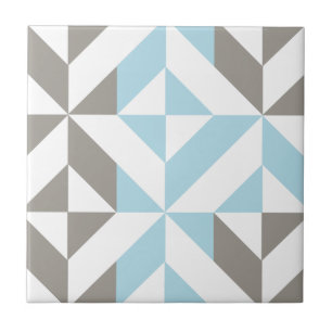 Carreau ZigZag géométrique bleu et argent
