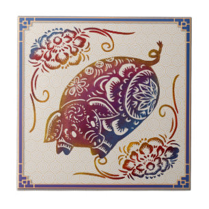 Carreau Zodiac chinois Papier de porc coupant l'art popula