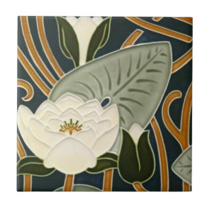 Carreaux Art Nouveau - Lys d'eau blanche