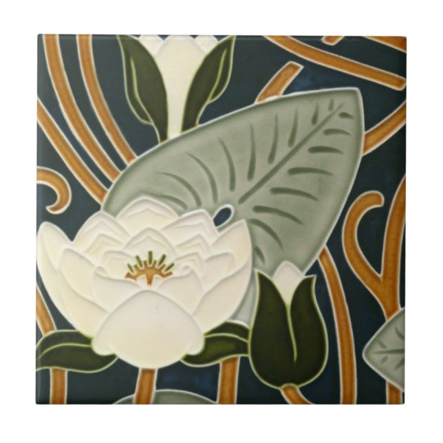 Carreaux Art Nouveau - Lys d'eau blanche (Devant)