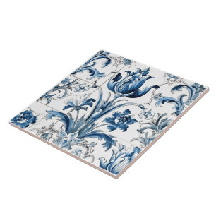 Carreaux azulejos bleu rustique complexe