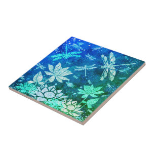 Carreaux bleu turquoise Fleurs Carreaux cinétiques