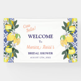 Carreaux Bleus Citron Bannière de Baby Shower Ciao