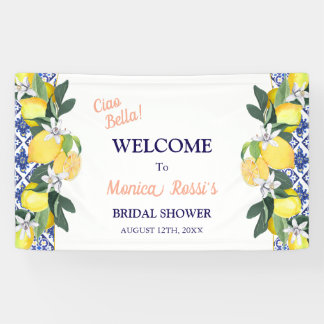 Carreaux Bleus Citron Bannière de Baby Shower Ciao