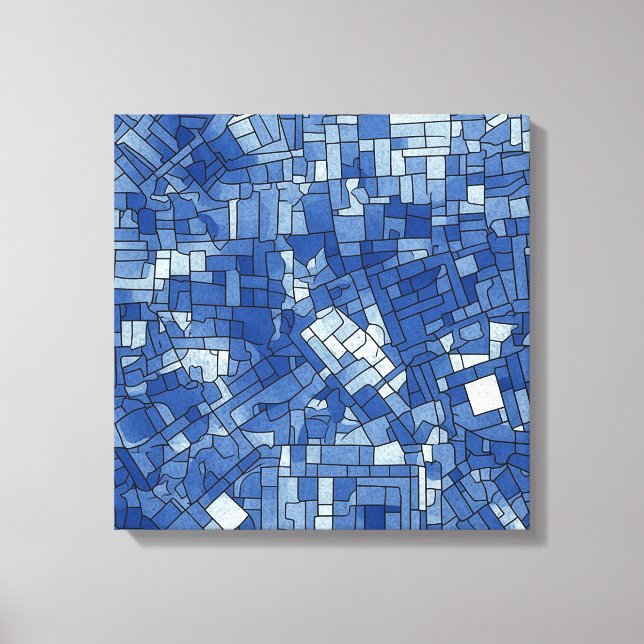Carreaux bleus sur toile Carré (Recto)