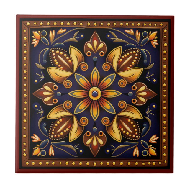 carreaux céramique de style art huichol mexicain (Devant)