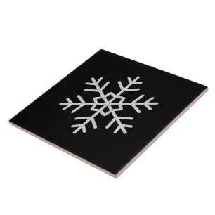 Carreaux d'art en noir uni avec accent de flocon d