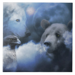 Carreaux d'art Ours, Aigle et Loup
