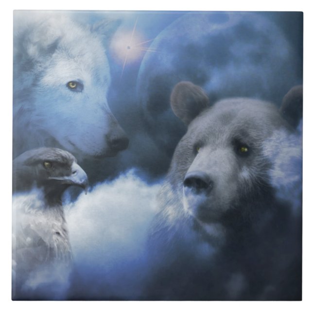 Carreaux d'art Ours, Aigle et Loup (Devant)
