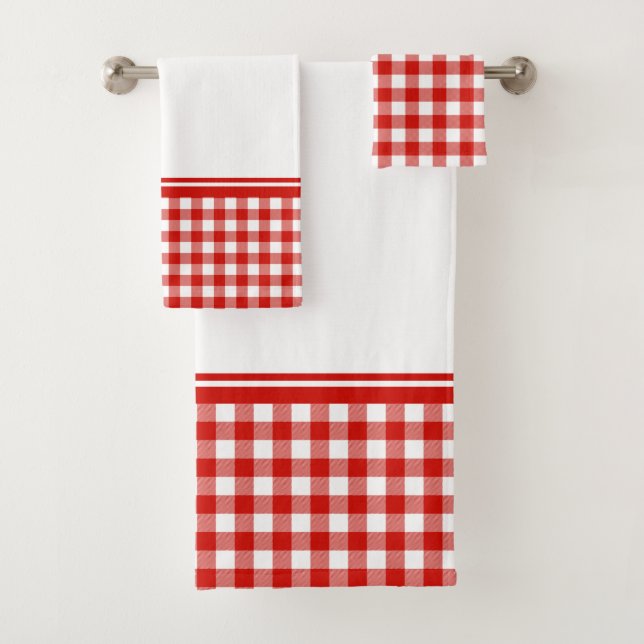 Carreaux de buffle rouges et blancs (En situation)