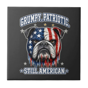 Carreaux de Bulldog Patriotique Grognon du 14 Juil