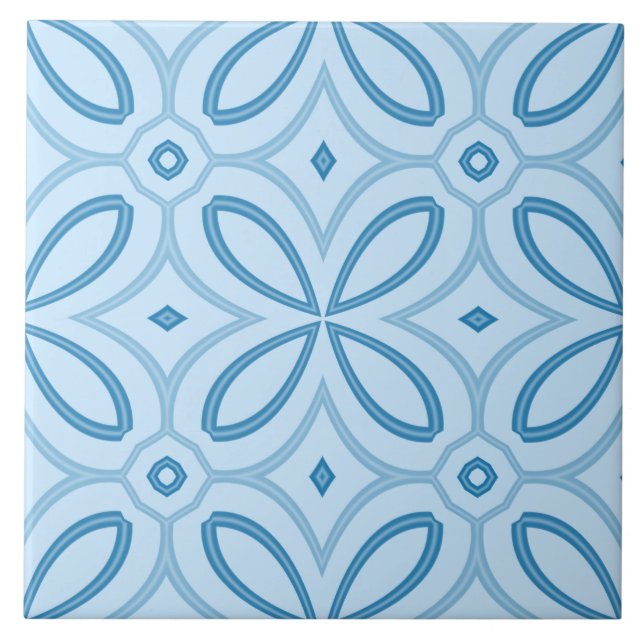 Carreaux de céramique bleu géométrique (Devant)