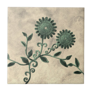 Carreaux de céramique de fleurs de métal vert