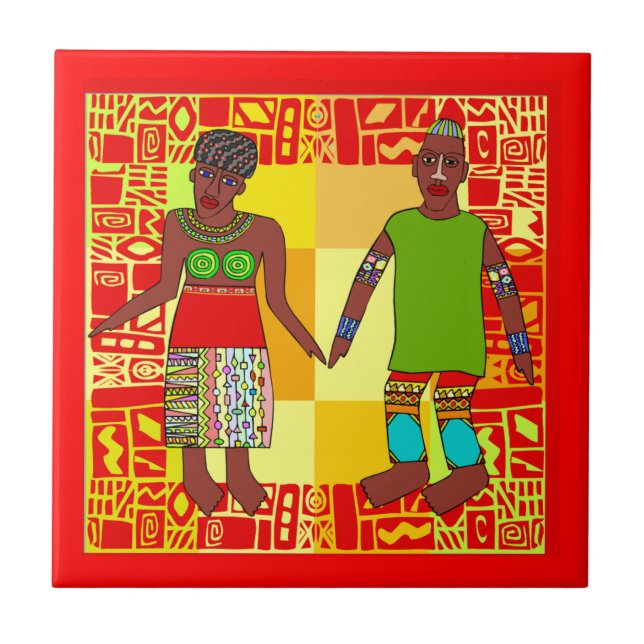 Carreaux de céramique de motif africain (Devant)