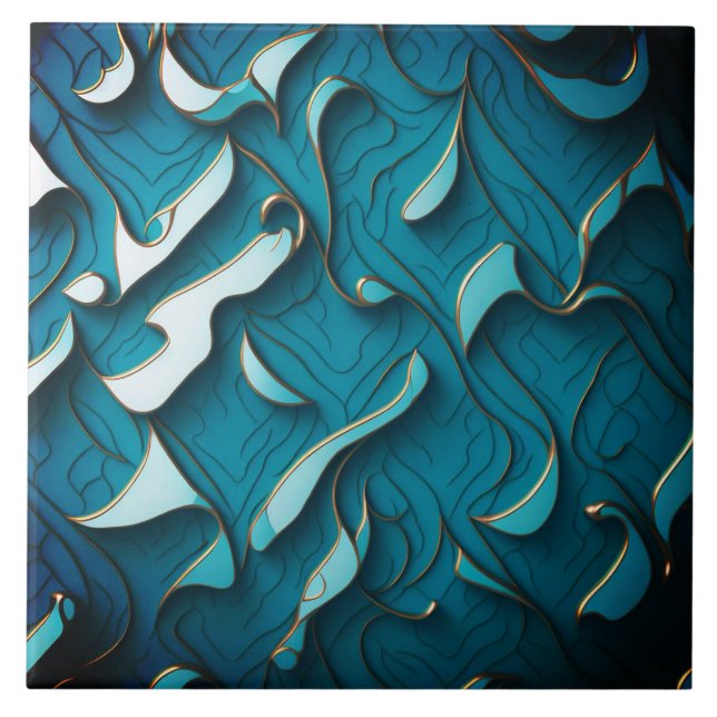 Carreaux de céramique décoratifs "Turquoise Waves  (Devant)