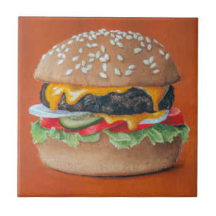 Carreaux de céramique d'illustration d'hamburger