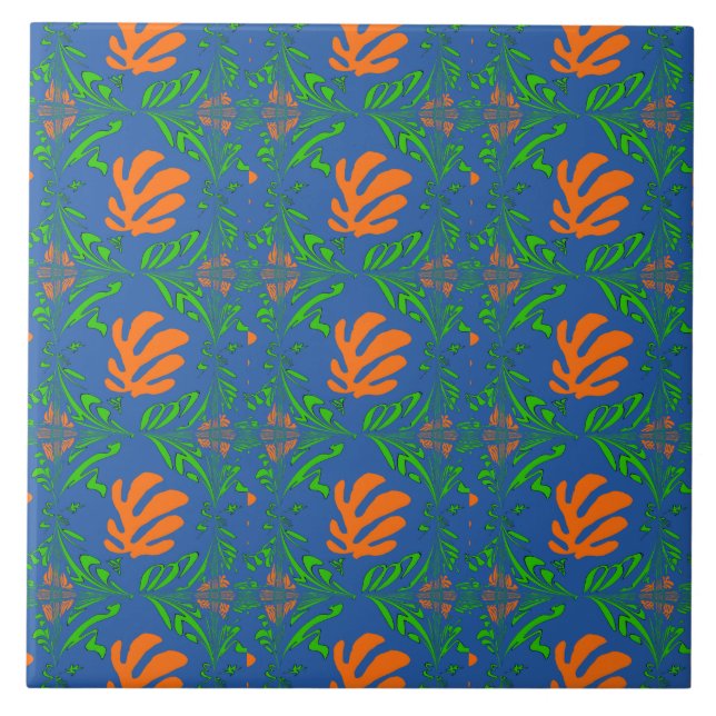 Carreaux de céramique feuilles bleus (Devant)