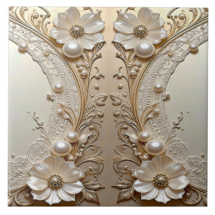 Carreaux de céramique fleurs blanches modernes per