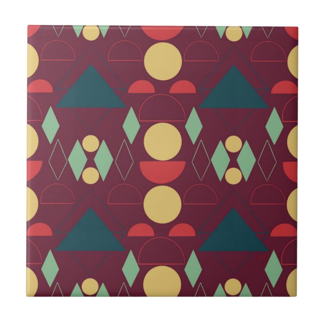 Carreaux de céramique Fuchsia Mid Century géométri (Devant)