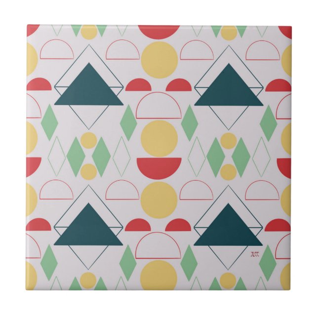 Carreaux de céramique gris géométrique mi-siècle (Devant)