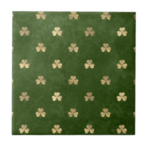 Carreaux de céramique irlandais verts et or à moti