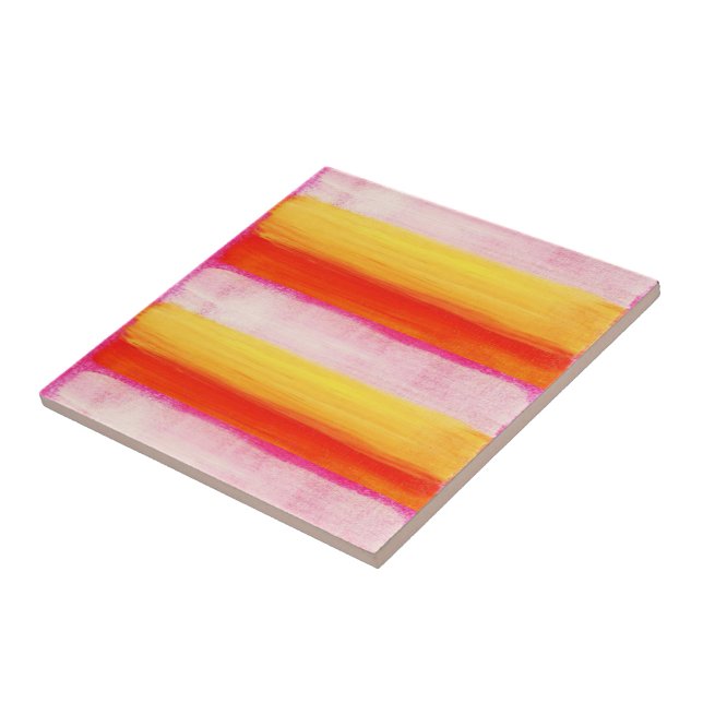 Carreaux de céramique rose orange jaune (Côté)