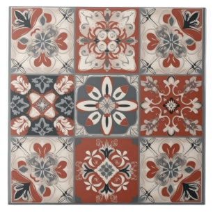 Carreaux de céramique rouge et gris méditerranéen
