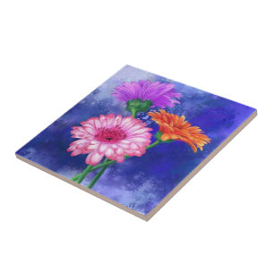 Carreaux de céramique trois couleurs Gerberas