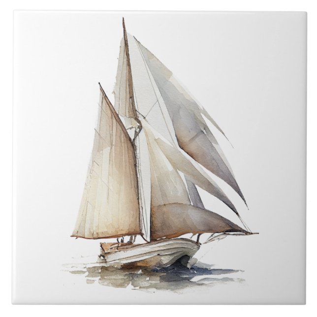 Carreaux de céramique Watercolor Sailboat (Devant)