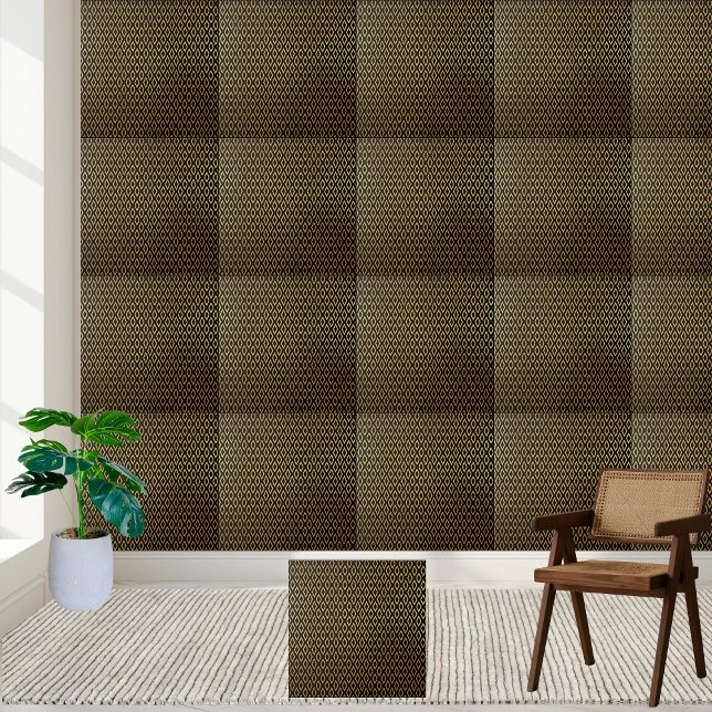 Carreaux de diamant géométrique noir et or élégant (Stylish Black and Gold Geometric Diamond Tile)
