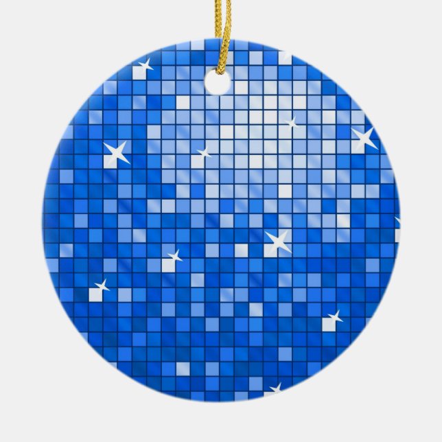 Carreaux de disco bleu foncé ornement rond (Devant)