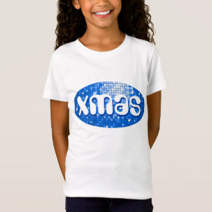 Carreaux de disco bleu foncé 'xmas' filles T-shirt