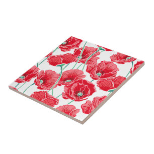 Carreaux de fleurs de pavot