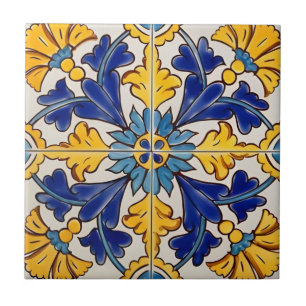 carreaux de fleurs jaunes toscanes