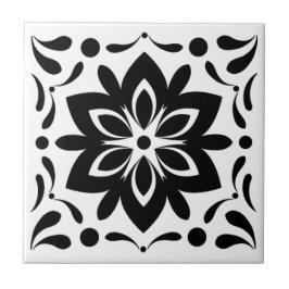 Carreaux de fleurs noir et blanc