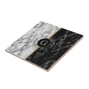 Carreaux de marbre blanc noir Faux avec lettre per