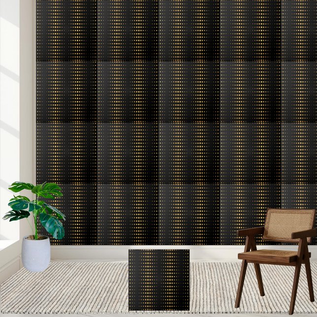 Carreaux de Motif de l'hexagone géométrique noir e (Black and Gold Geometric Hexagon Pattern Tile)