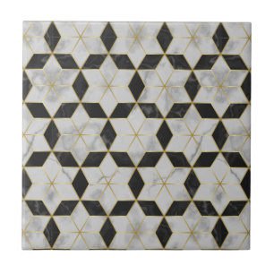 Carreaux de mur de salle de bain noirs et dorés