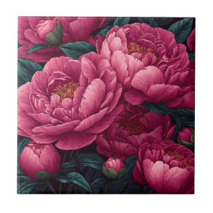 Carreaux De Peonies Roses Colorés Pour Plancher Du