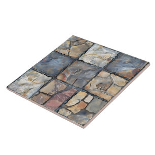 Carreaux de pierre grise et de cailloux