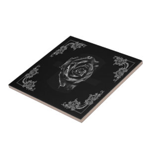 Carreaux de rose noir vintage