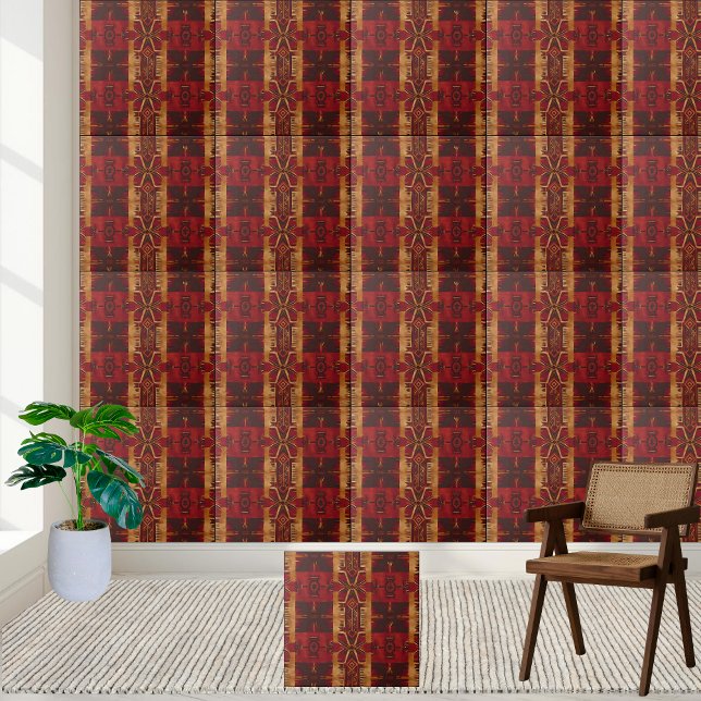 Carreaux de style Motif rouge et ocre africain (Red and Ochre African Style Pattern Tile)