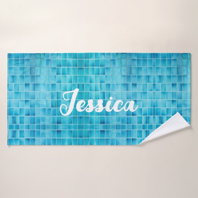 Carreaux de verre bleu mosaïque (Serviette de bain)