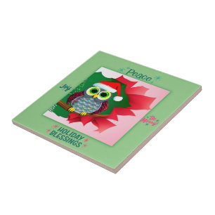 Carreaux décoratifs de la chouette de Noël