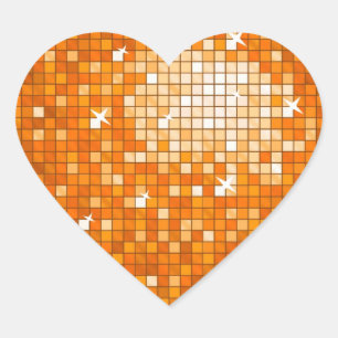 Carreaux Disco Coeur autocollant orange