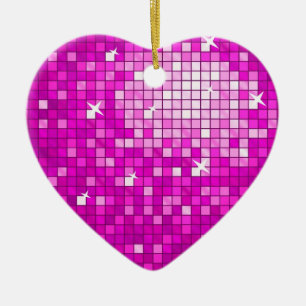 Carreaux Disco Coeur ornement rose