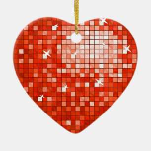 Carreaux Disco Coeur ornement rouge
